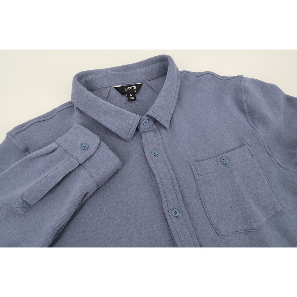 Cuts Clothing Men's XL Skyline Knit Overshirt Button Front‎ Long Sleeve Blue